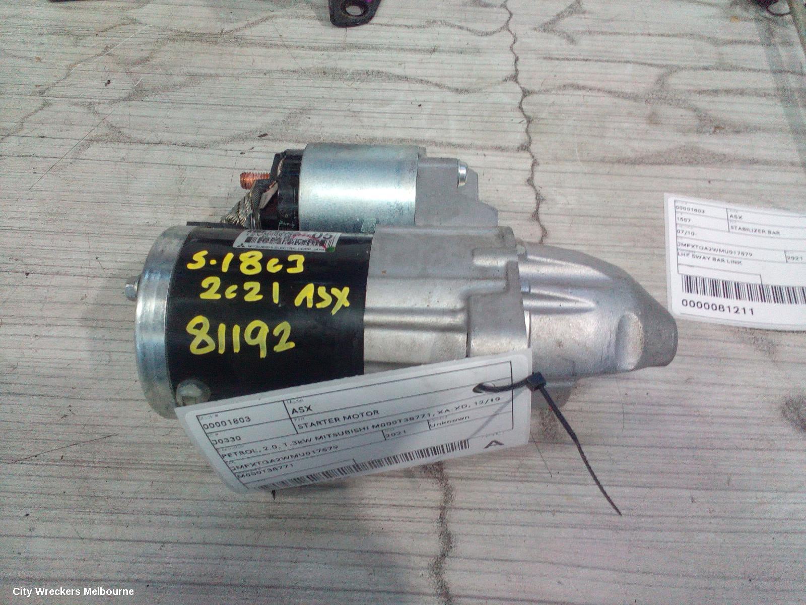 MITSUBISHI ASX STARTER, PETROL, 2.0, 1.3KW MITSUBISHI M000T38771, XA-XD, 12/2010 ONWARDS - Image 2