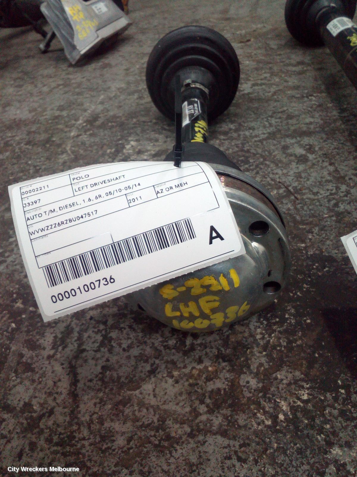 VOLKSWAGEN POLO LEFT DRIVESHAFT, AUTO T/M, DIESEL, 1.6, 6R, 05/2010 - 05/2014 - Image 2