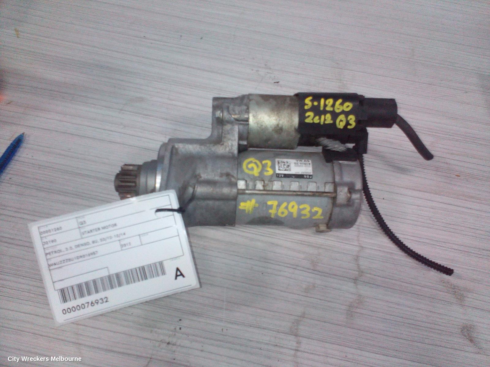 AUDI Q3 STARTER, PETROL, 2.0, DENSO, 8U, 03/2012 - 10/2014 - Image 2