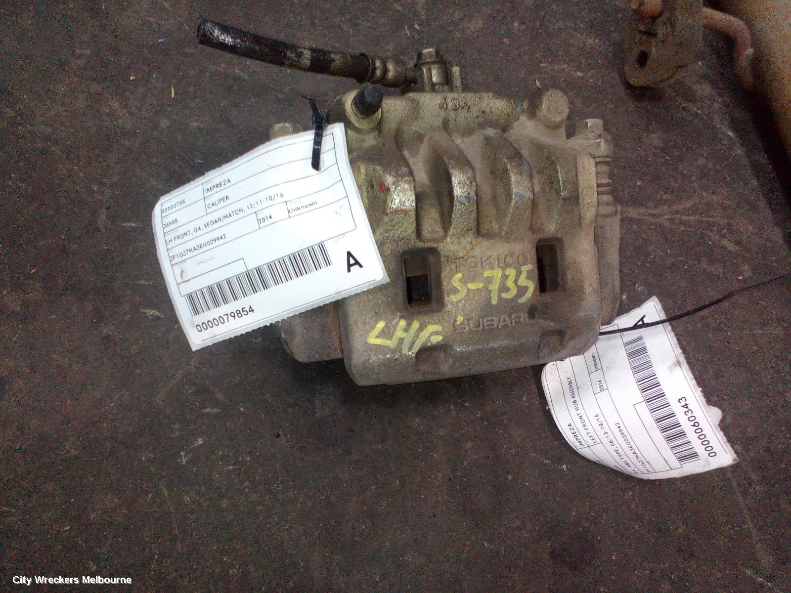 SUBARU IMPREZA CALIPER, LH FRONT, G4, SEDAN/HATCH, 12/2011 - 10/2016 - Image 1