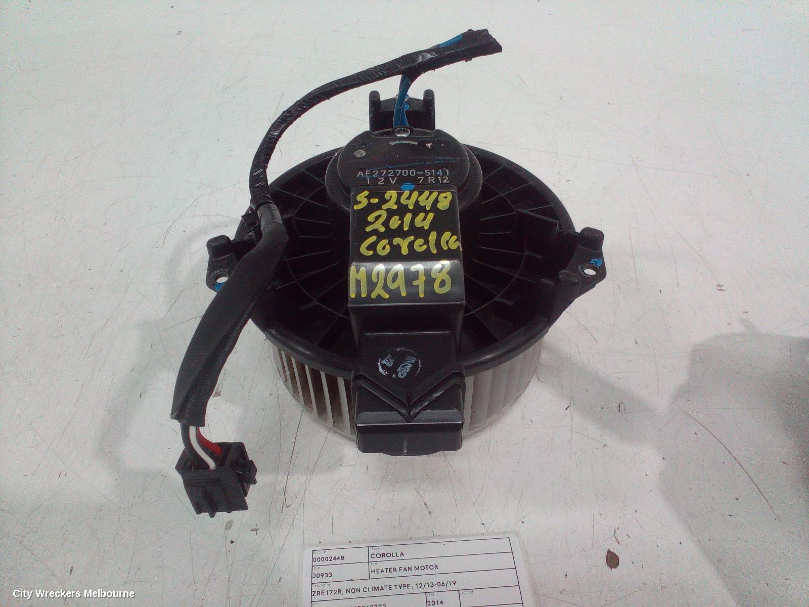 TOYOTA COROLLA HEATER FAN MOTOR, ZRE172R, NON CLIMATE TYPE, 12/2013 - 06/2019 - Image 1
