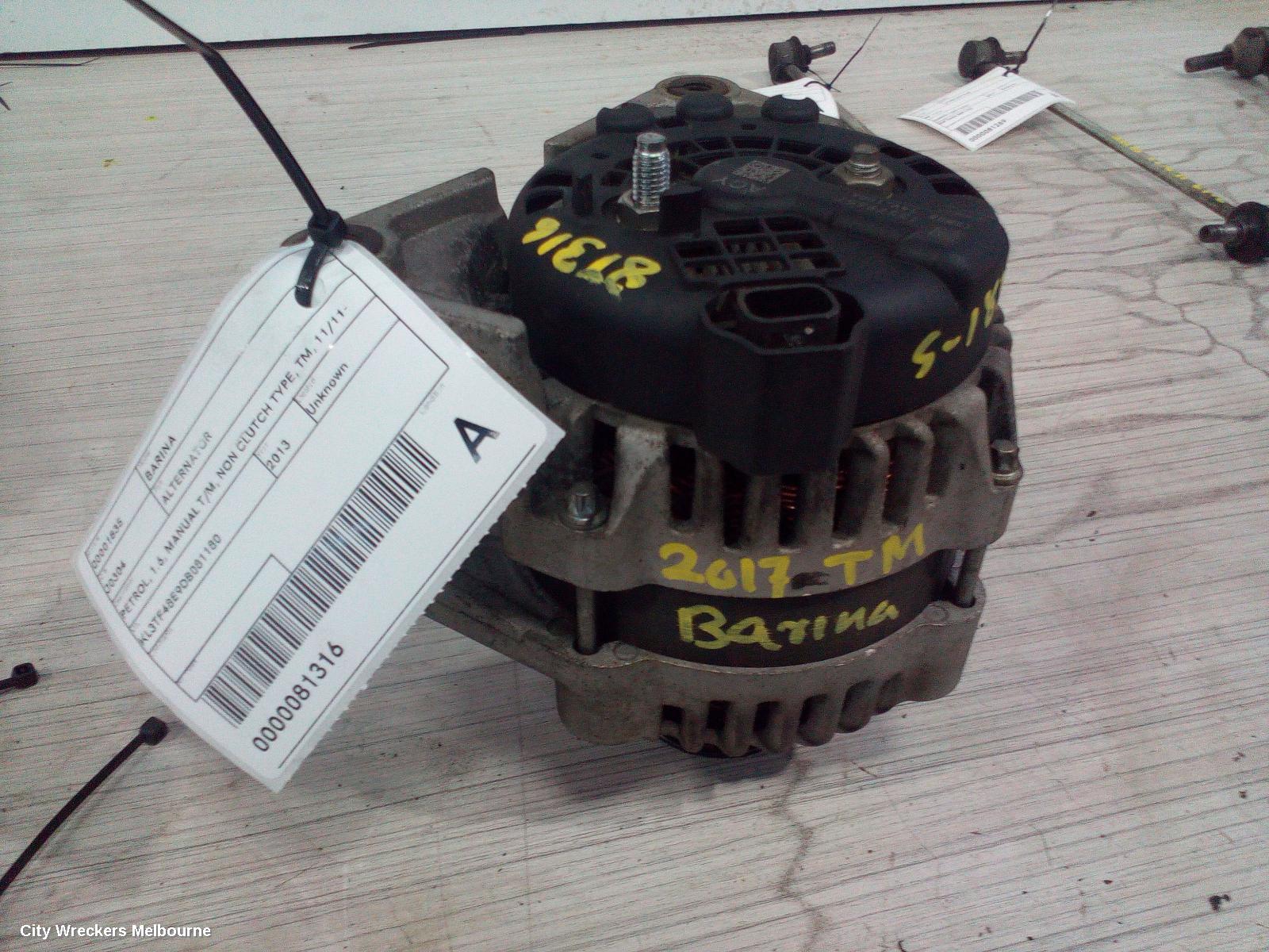 HOLDEN BARINA ALTERNATOR, PETROL, 1.6, MANUAL T/M, NON CLUTCH TYPE, TM, 11/2011 - 12/2018 - Image 3