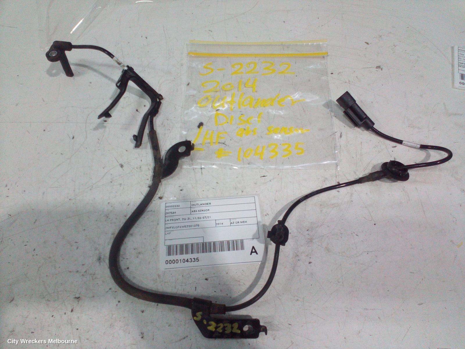 MITSUBISHI OUTLANDER ABS SENSOR, LH FRONT, ZG-ZL, 11/2006 - 07/2021 - Image 3