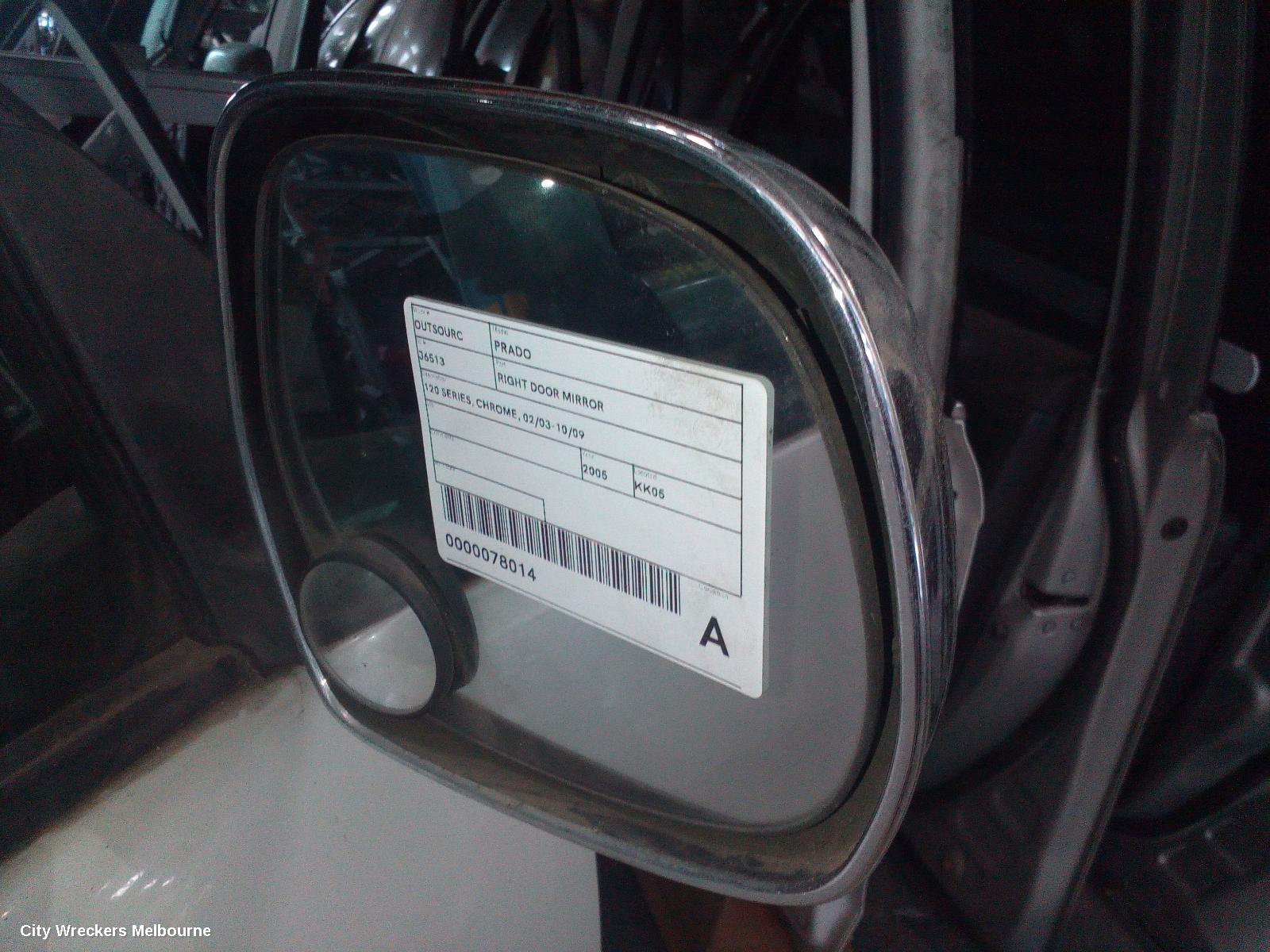 TOYOTA PRADO RIGHT DOOR MIRROR, 120 SERIES, CHROME, 02/2003 - 10/2009 - Image 2