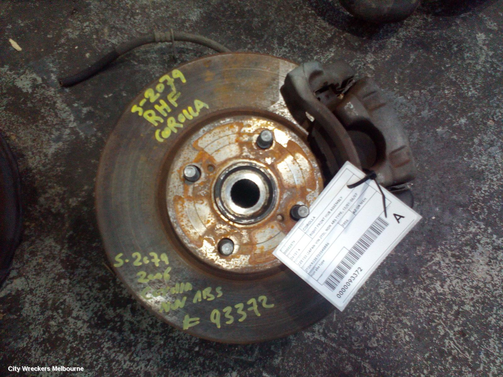 TOYOTA COROLLA RIGHT FRONT HUB ASSEMBLY, ZZE122 (JAPAN-VIN JTD), NON ABS TYPE, 12/2001 - 06/2007 - Image 1