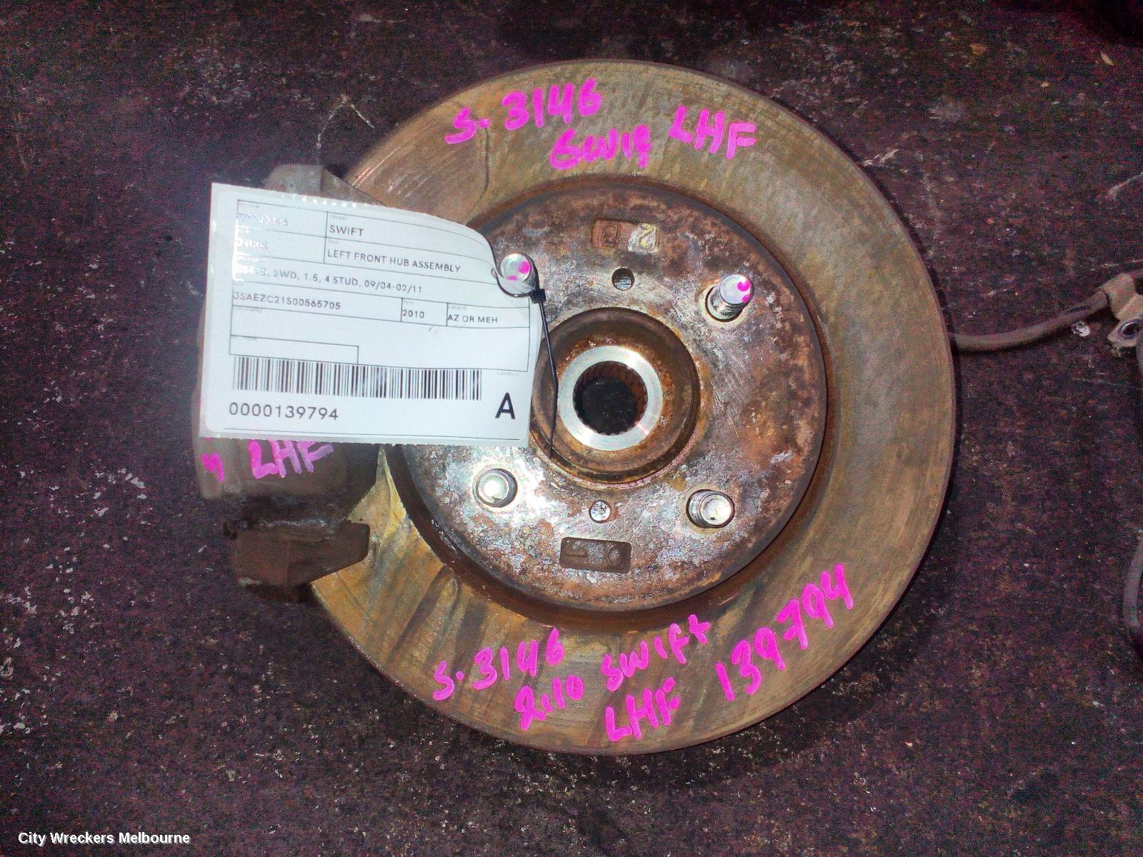 SUZUKI SWIFT LEFT FRONT HUB ASSEMBLY, RS415, 2WD, 1.5, 4 STUD, 09/2004 - 02/2011 - Image 1