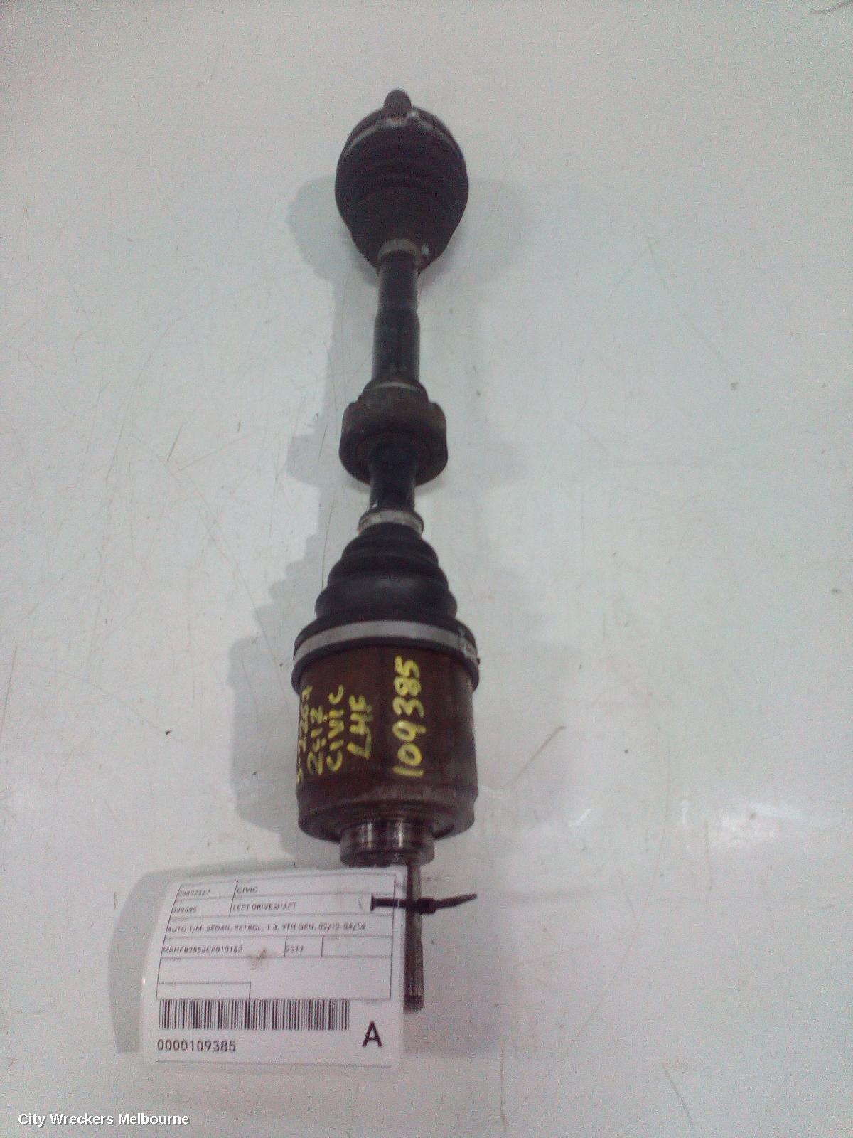 HONDA CIVIC LEFT DRIVESHAFT, AUTO T/M, SEDAN, PETROL, 1.8, 9TH GEN, 02/2012 - 04/2016 - Image 1