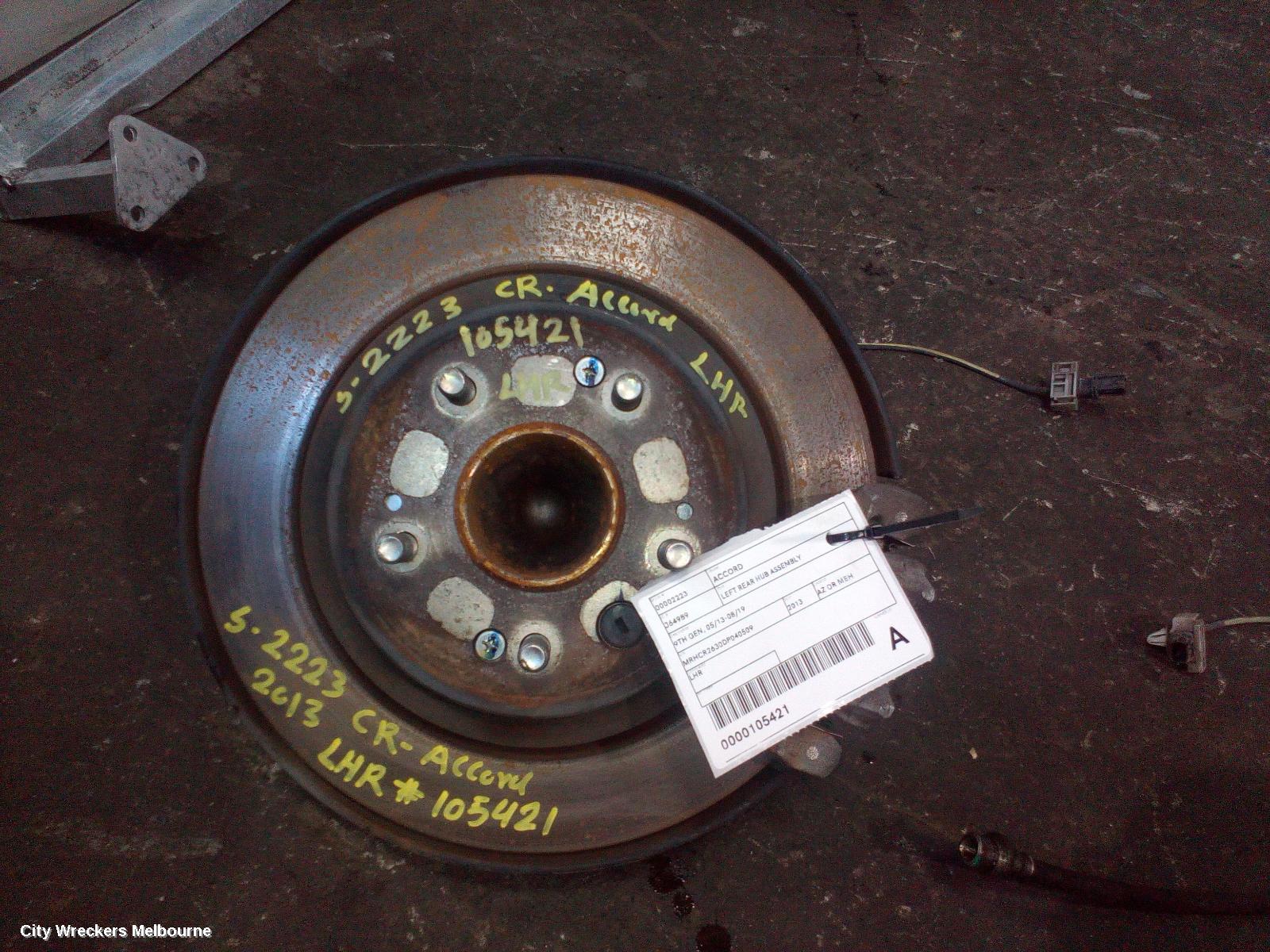 HONDA ACCORD LEFT REAR HUB ASSEMBLY, 9TH GEN, 05/2013 - 08/2019 - Image 3
