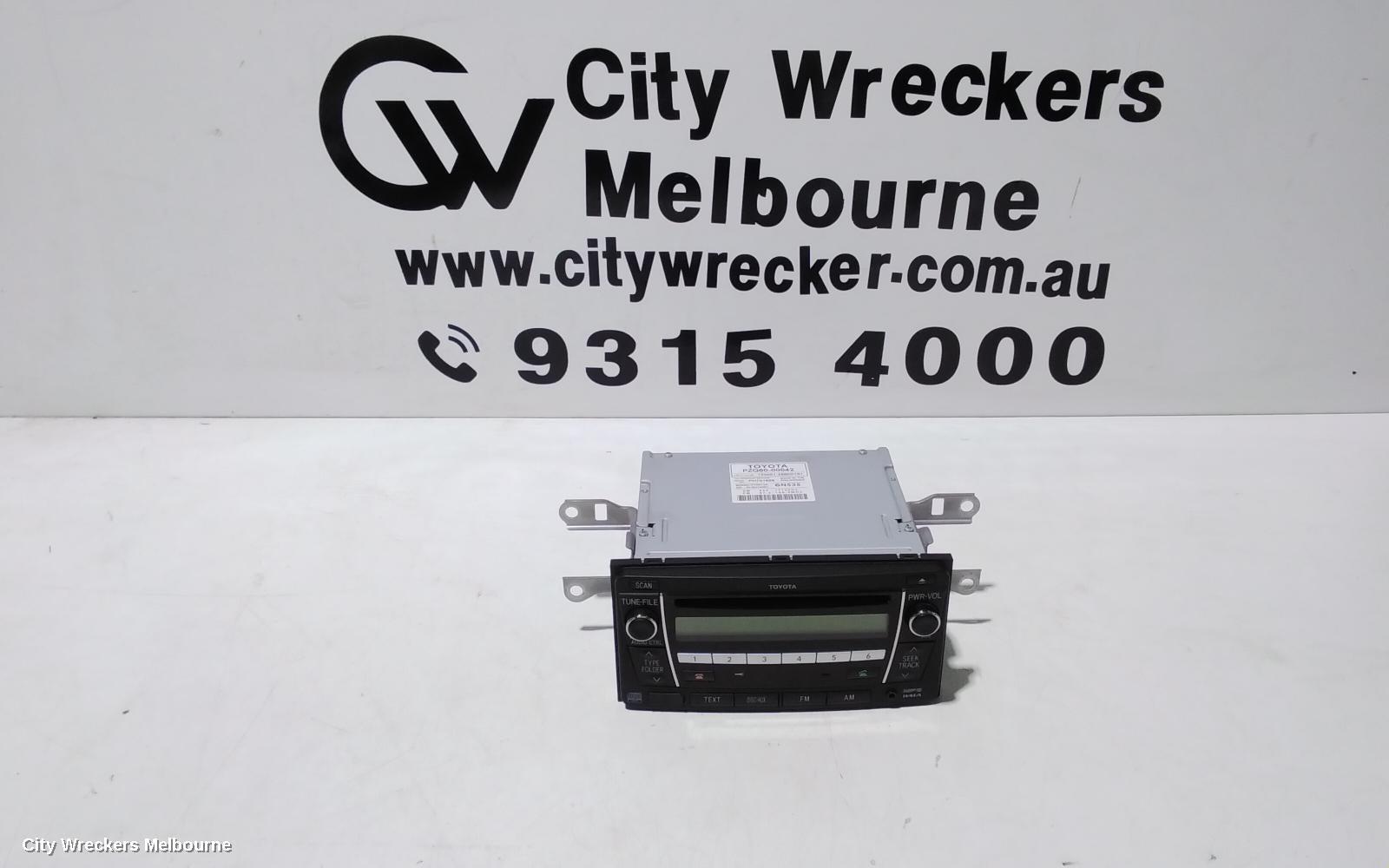 TOYOTA COROLLA RADIO/CD/DVD/SAT/TV, RADIO/CD PLAYER, ZRE152/20153R, BLACK BUTTON, 03/2007 - 10/2013 - Image 1