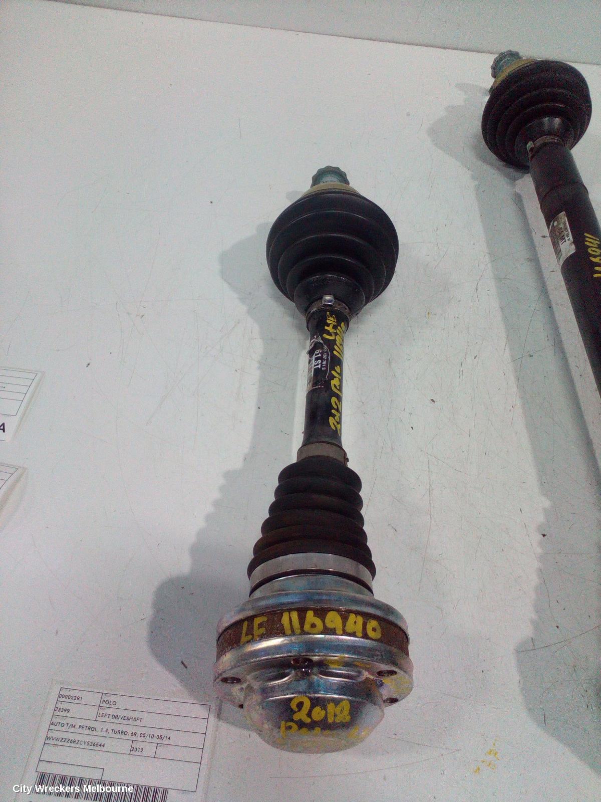 VOLKSWAGEN POLO LEFT DRIVESHAFT, AUTO T/M, PETROL, 1.4, TURBO, 6R, 05/2010 - 05/2014 - Image 2