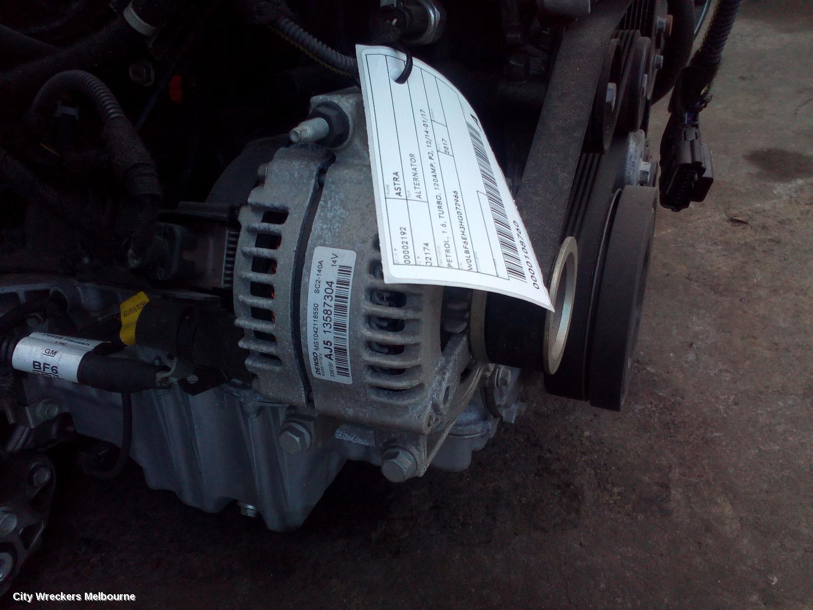 HOLDEN ASTRA ALTERNATOR, PETROL, 1.6, TURBO, 120AMP, PJ, 12/2014 - 01/2017 - Image 1