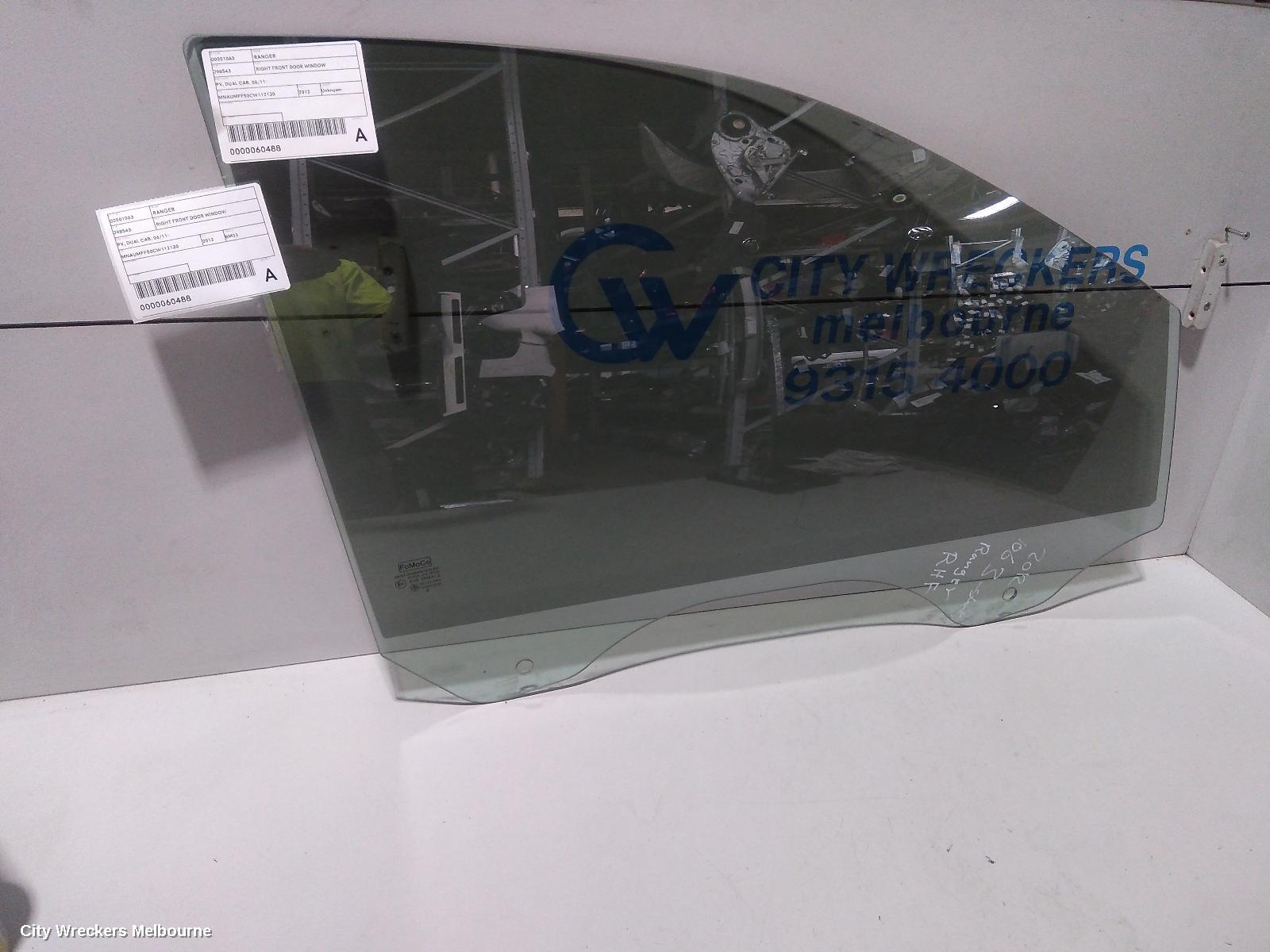 FORD RANGER RIGHT FRONT DOOR WINDOW, PX, DUAL CAB, 06/2011 ONWARDS - Image 2
