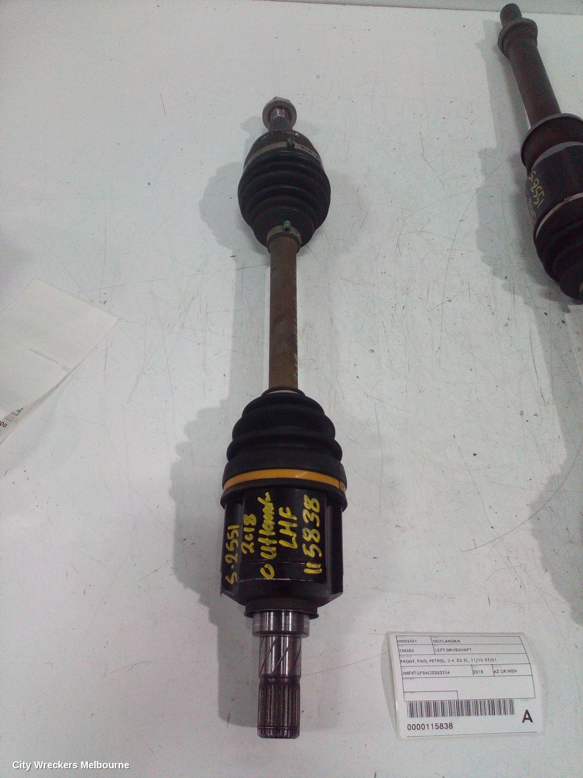 MITSUBISHI OUTLANDER LEFT DRIVESHAFT, FRONT, FWD, PETROL, 2.4, ZJ-ZL, 11/2012 - 07/2021 - Image 2