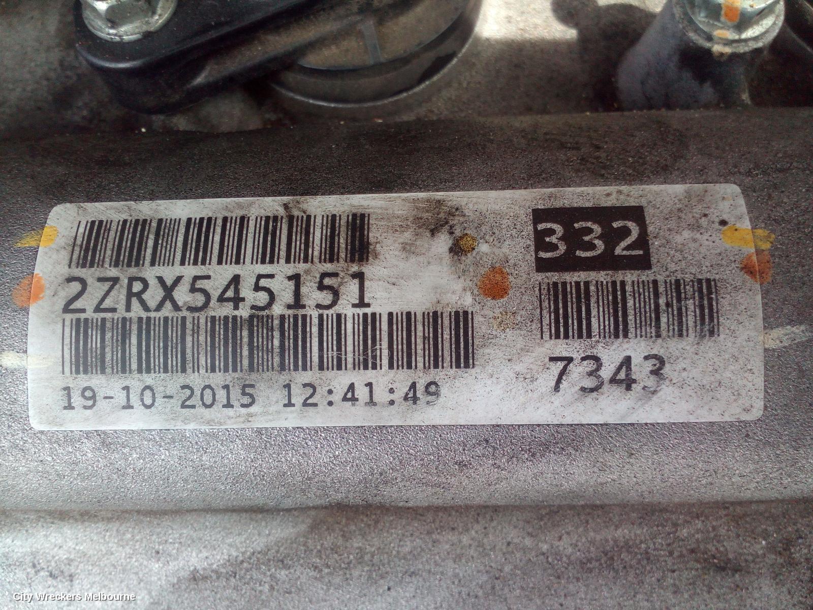 TOYOTA COROLLA ENGINE, PETROL, 1.8, 2ZR-FE, NON BELT TENSIONER TYPE, 172R SEDAN, 11/2013 ONWARDS 10/2016 - Image 2