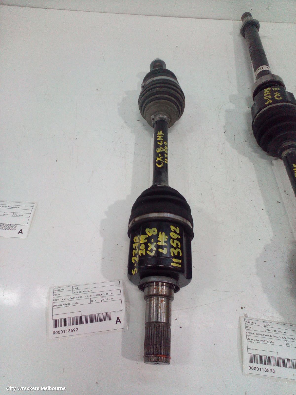 MAZDA CX8 LEFT DRIVESHAFT, FRONT, AUTO, FWD, DIESEL, 2.2, BI-TURBO, KG, 05/2018 ONWARDS - Image 2