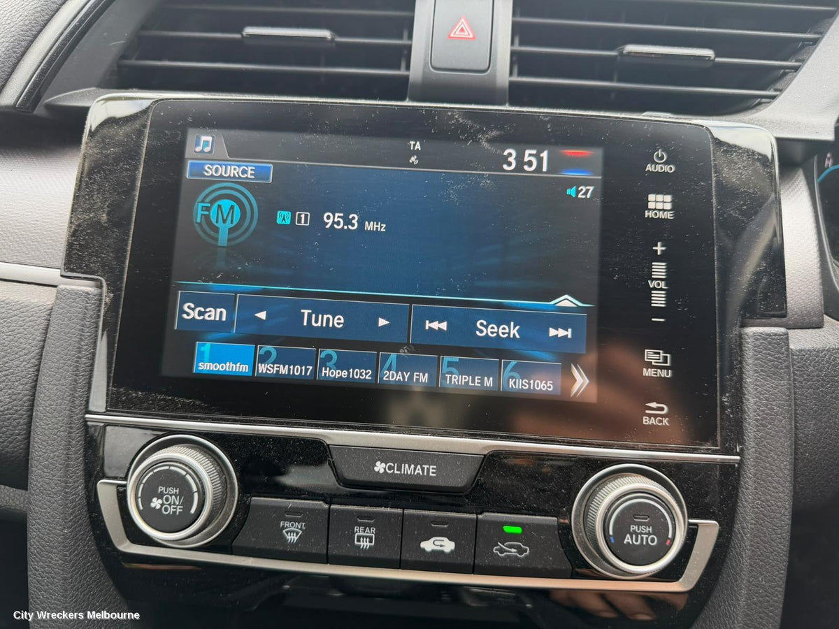 HONDA CIVIC RADIO/CD/DVD/SAT/TV, 7IN TOUCHSCREEN (NON SAT NAV TYPE), 10TH GEN, 05/2016 - 08/2021 - Image 1