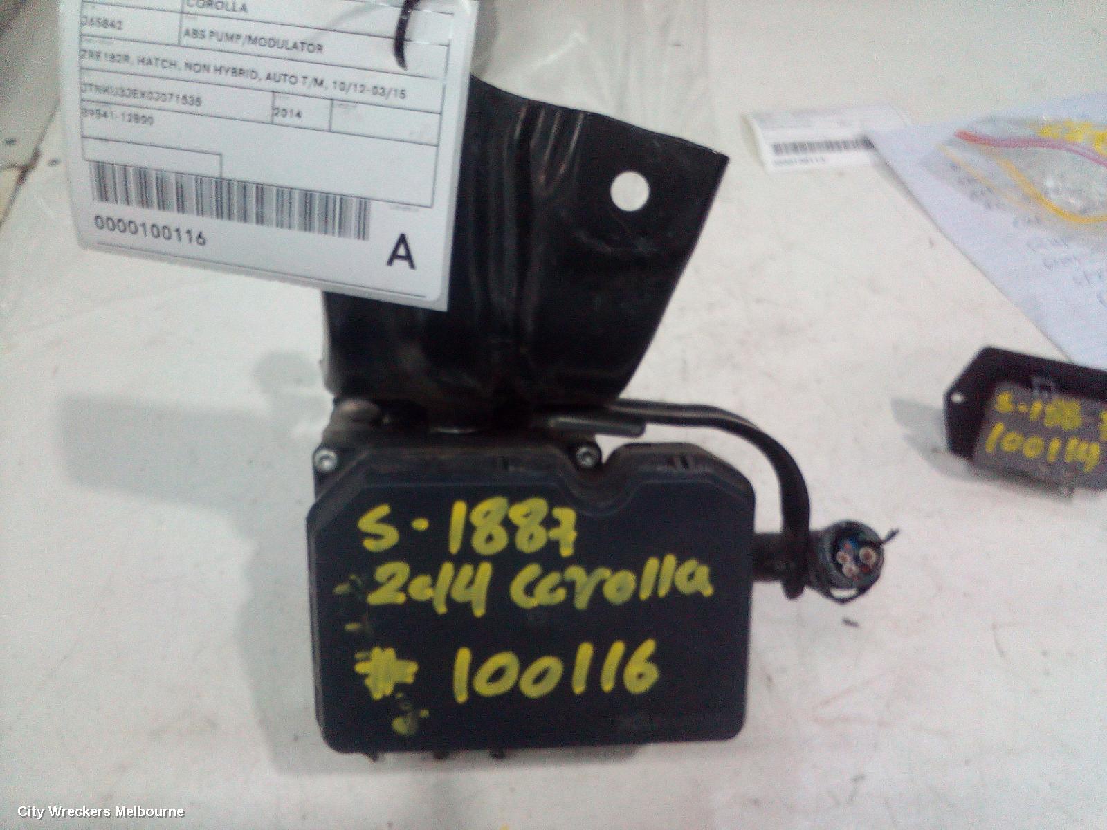TOYOTA COROLLA ABS PUMP/MODULATOR, ZRE182R, HATCH, NON HYBRID, AUTO T/M, 10/2012 - 03/2015 - Image 1