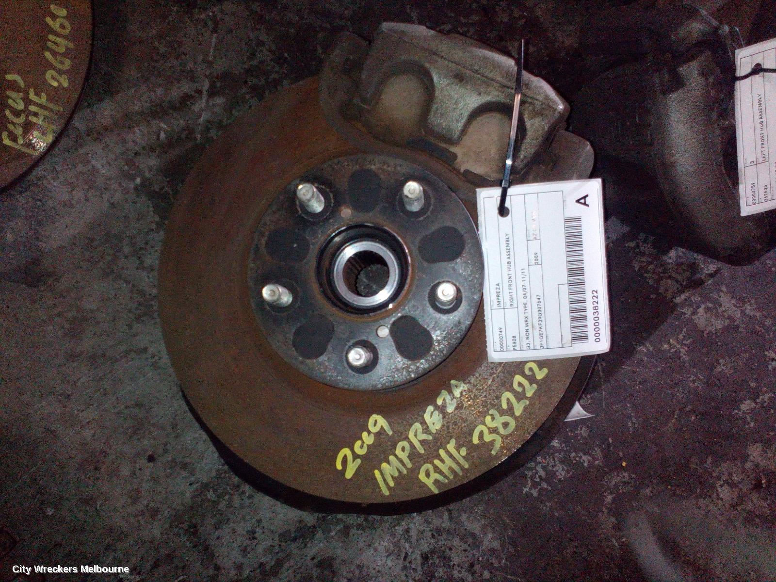 SUBARU IMPREZA RIGHT FRONT HUB ASSEMBLY, G3, NON WRX TYPE, 04/2007 - 11/2011 - Image 2