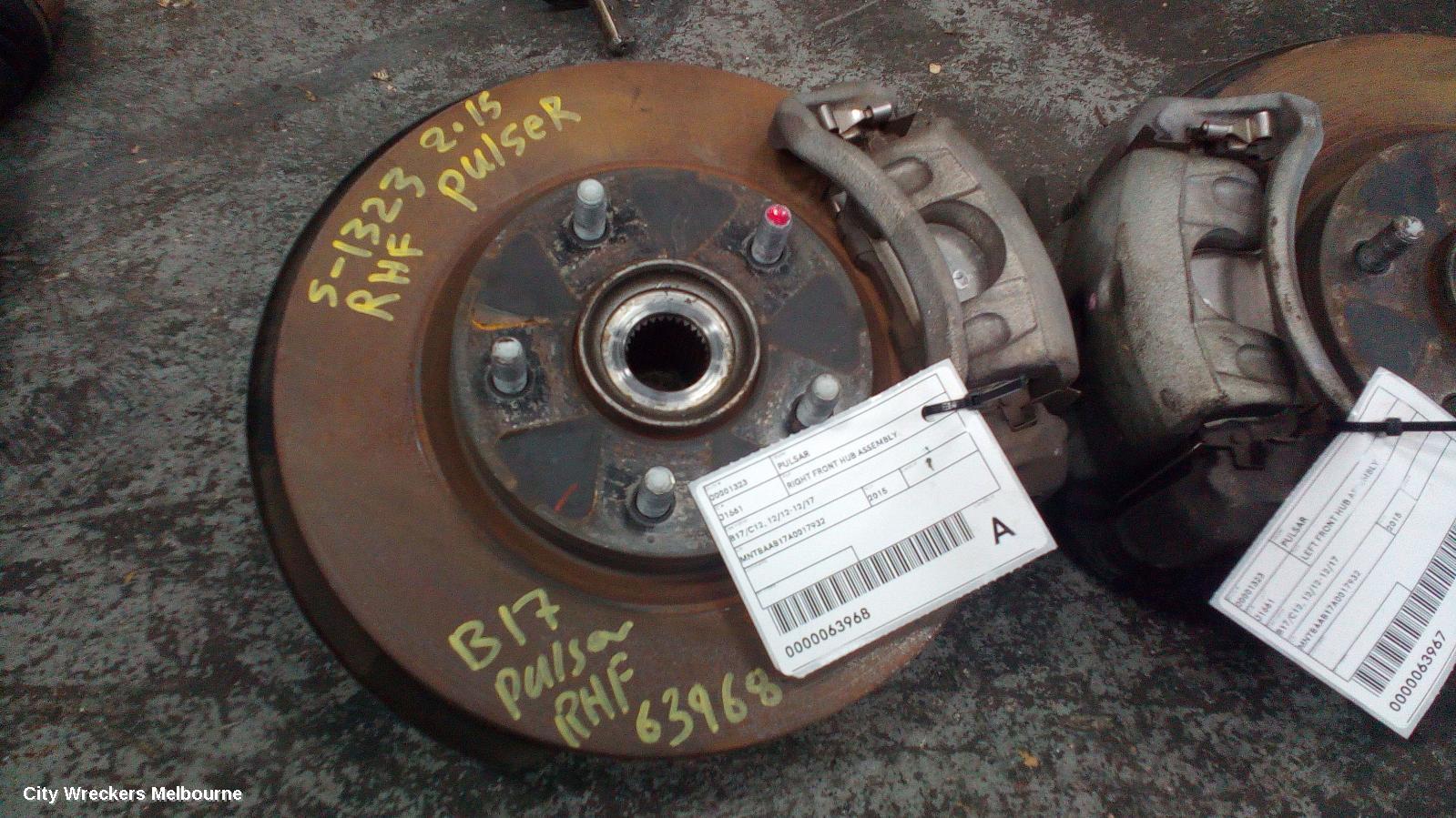 NISSAN PULSAR RIGHT FRONT HUB ASSEMBLY, B17/C12, 12/2012 - 12/2017 - Image 1