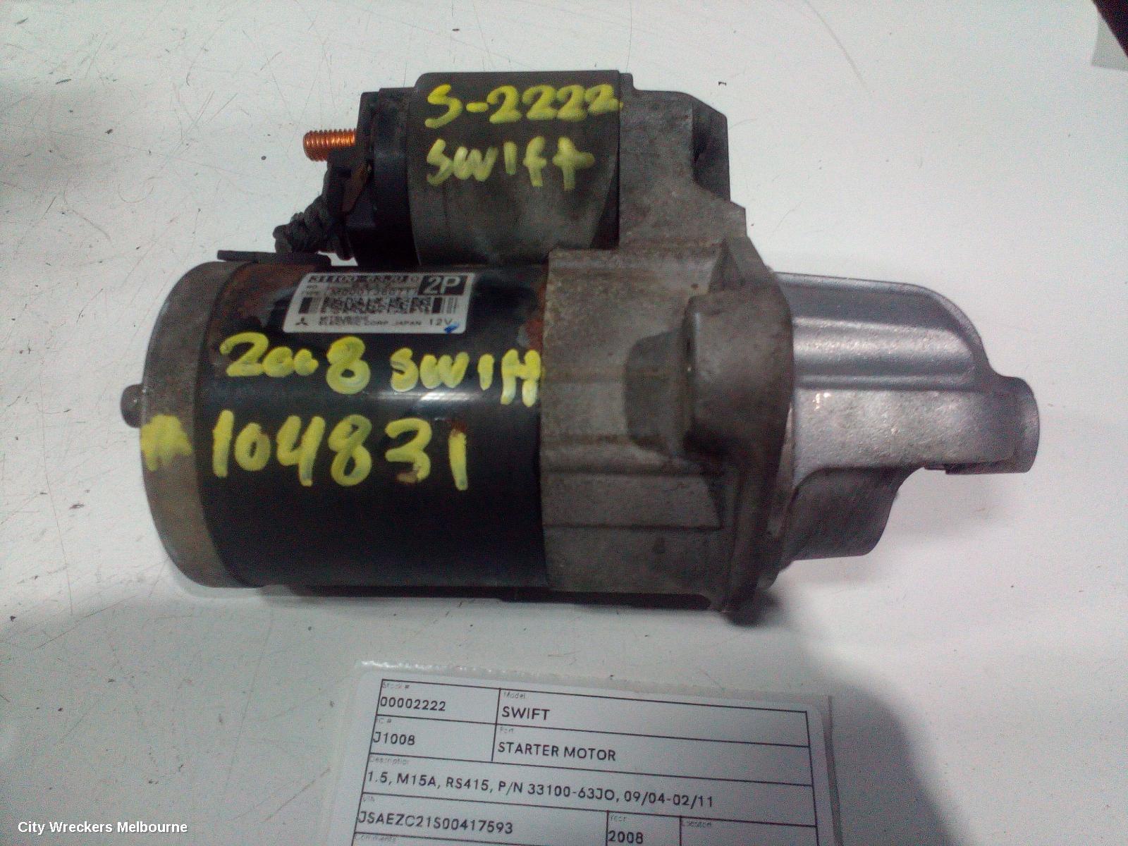 SUZUKI SWIFT STARTER, 1.5, M15A, RS415, P/N 33100-63JO, 09/2004 - 02/2011 - Image 2