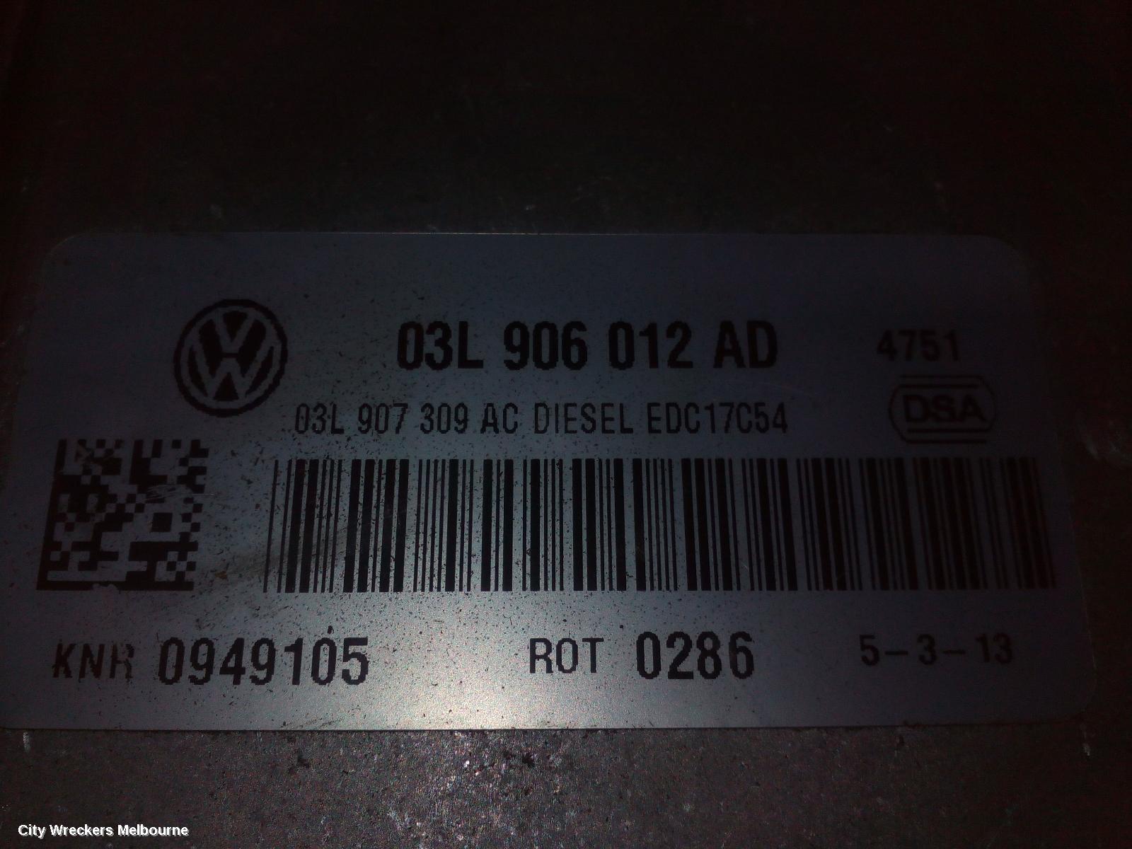 VOLKSWAGEN AMAROK ECU, ENGINE ECU, 4WD, DIESEL, MANUAL T/M, P/N 03L906012AD, ECU ONLY, 2H, 12/2010 ONWARDS - Image 1