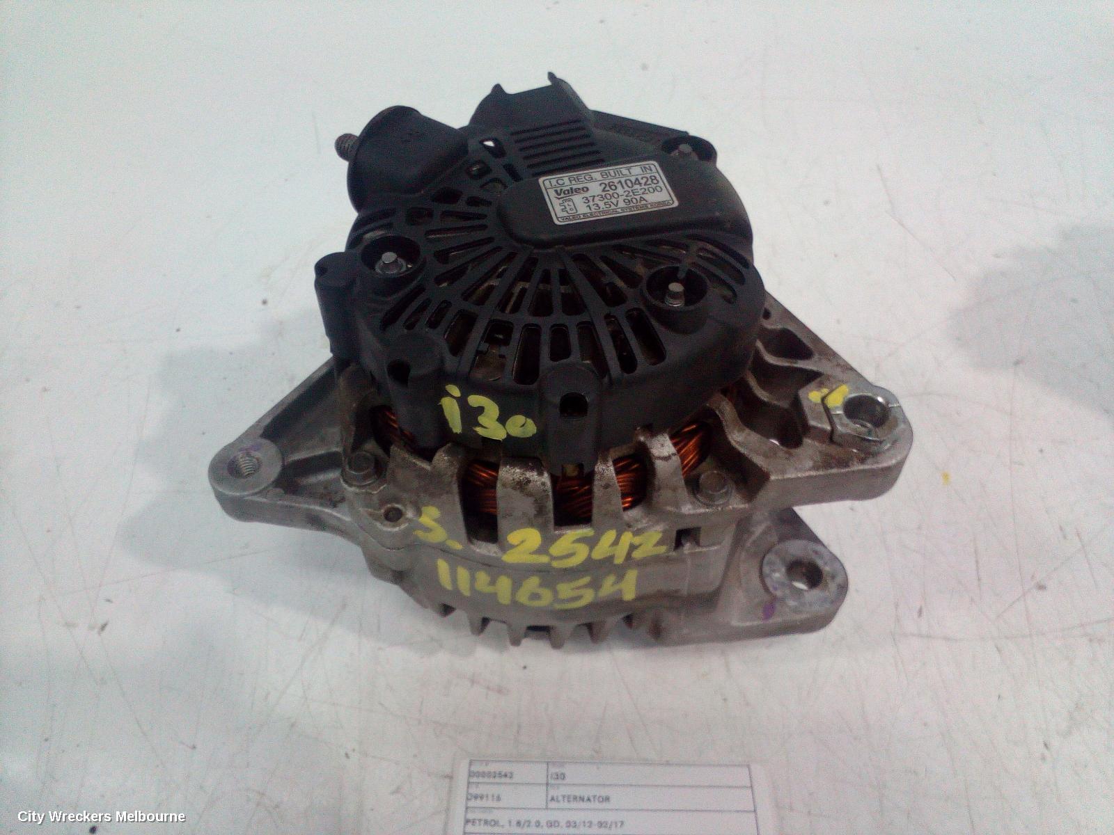 HYUNDAI I30 ALTERNATOR, PETROL, 1.8/2.0, GD, 03/2012 - 02/2017 - Image 2