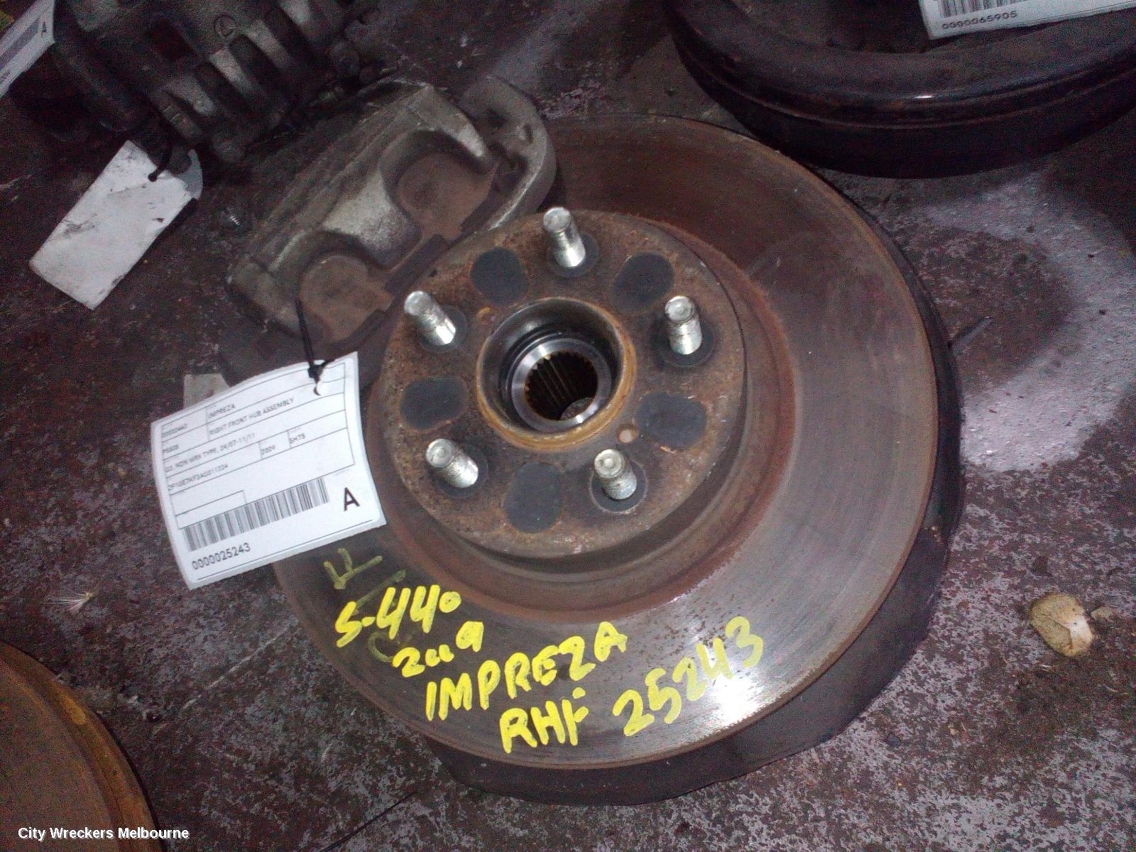 SUBARU IMPREZA RIGHT FRONT HUB ASSEMBLY, G3, NON WRX TYPE, 04/2007 - 11/2011 - Image 1