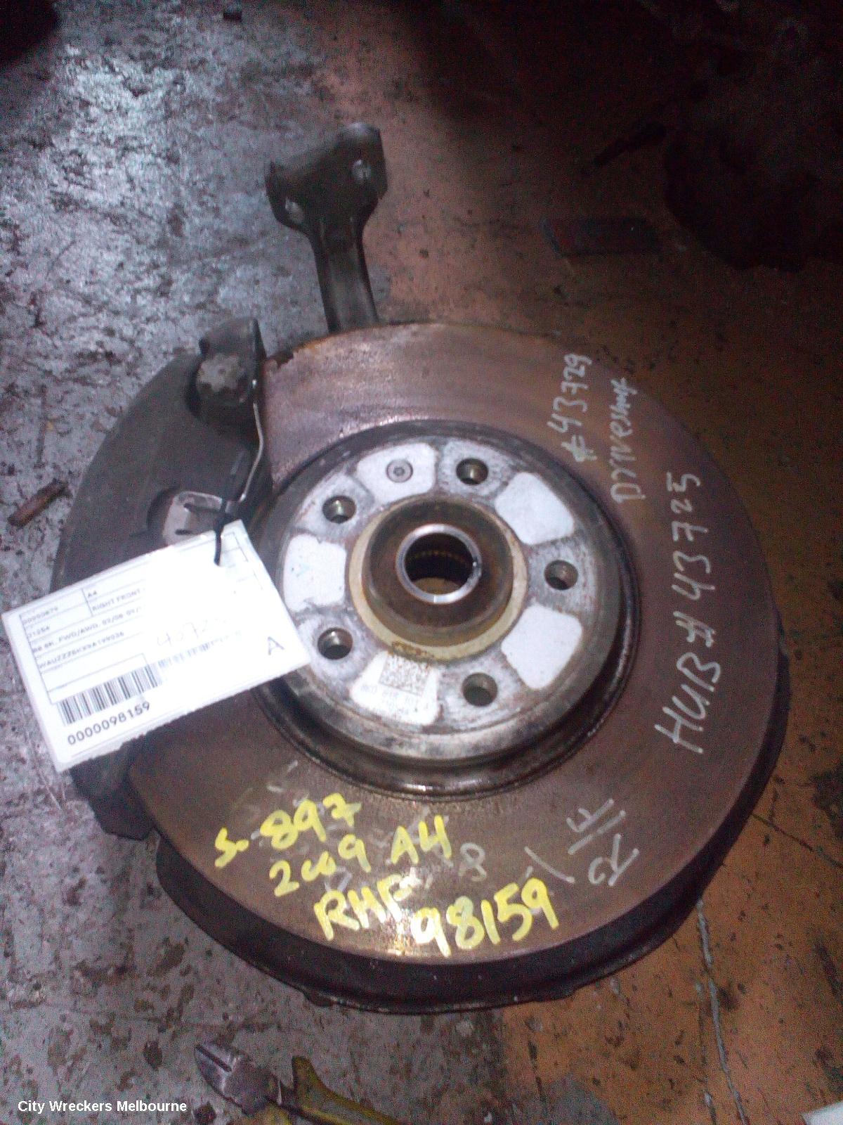 AUDI A4 RIGHT FRONT HUB ASSEMBLY, B8 8K, FWD/AWD, 02/2008 - 09/2015 - Image 1