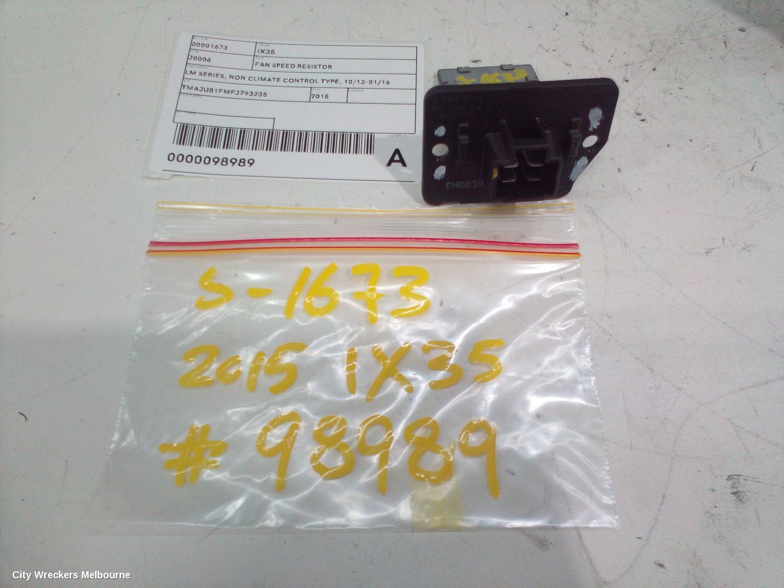 HYUNDAI IX35 FAN SPEED RESISTOR, LM SERIES, NON CLIMATE CONTROL TYPE, 10/2013 - 01/2016 - Image 1