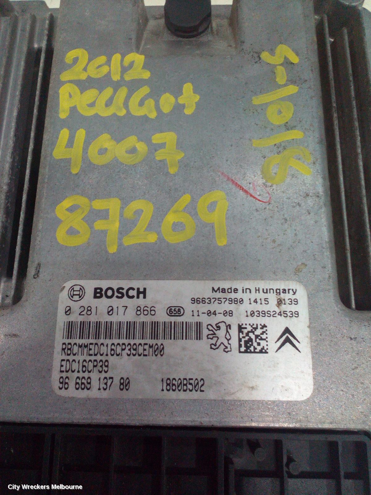 PEUGEOT 4007 ECU, ENGINE ECU, 2.2, DIESEL, 4HK, ECU ONLY, GS, 11/2009 - 08/2013 - Image 1