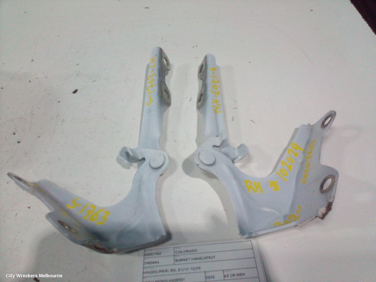 HOLDEN COLORADO BONNET HINGE/STRUT, HINGES (PAIR), RG, 01/2012 - 12/2020 - Image 1