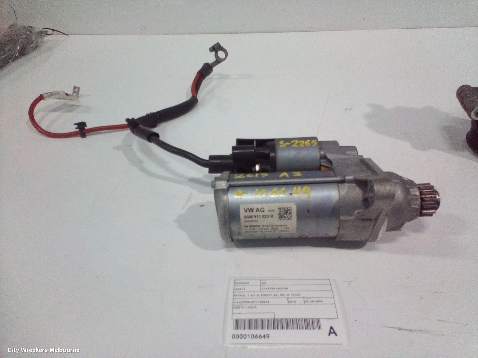 AUDI A3 STARTER, PETROL, 1.4/1.8, BOSCH, 8V, 05/2013 - 10/2020 - Image 1