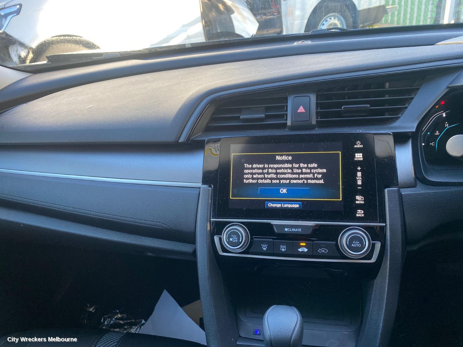 HONDA CIVIC RADIO/CD/DVD/SAT/TV, 7IN TOUCHSCREEN (NON SAT NAV TYPE), 10TH GEN, 05/2016 - 08/2021 - Image 1