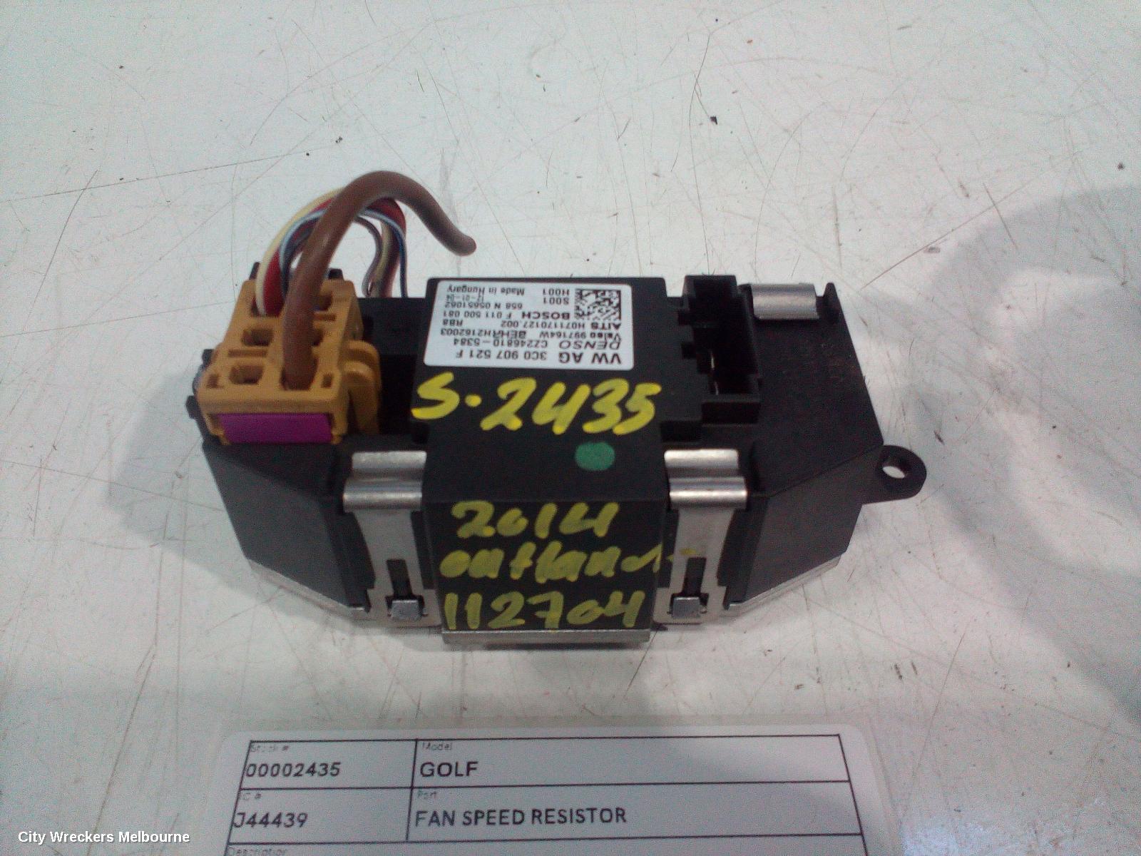 VOLKSWAGEN GOLF FAN SPEED RESISTOR, GEN 6, 10/2008 - 01/2016 - Image 2