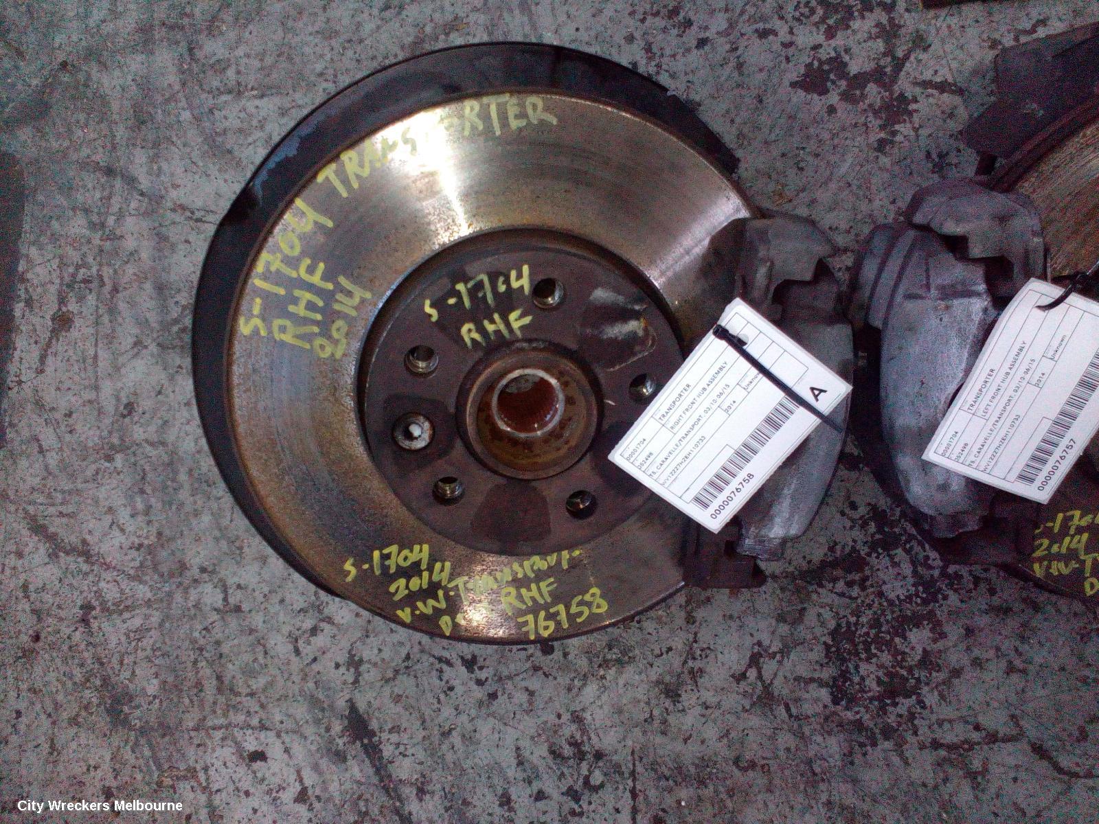 VOLKSWAGEN TRANSPORTER RIGHT FRONT HUB ASSEMBLY, T5, CARAVELLE/TRANSPORT/MULTIVAN, 03/2010 - 06/2015 - Image 1