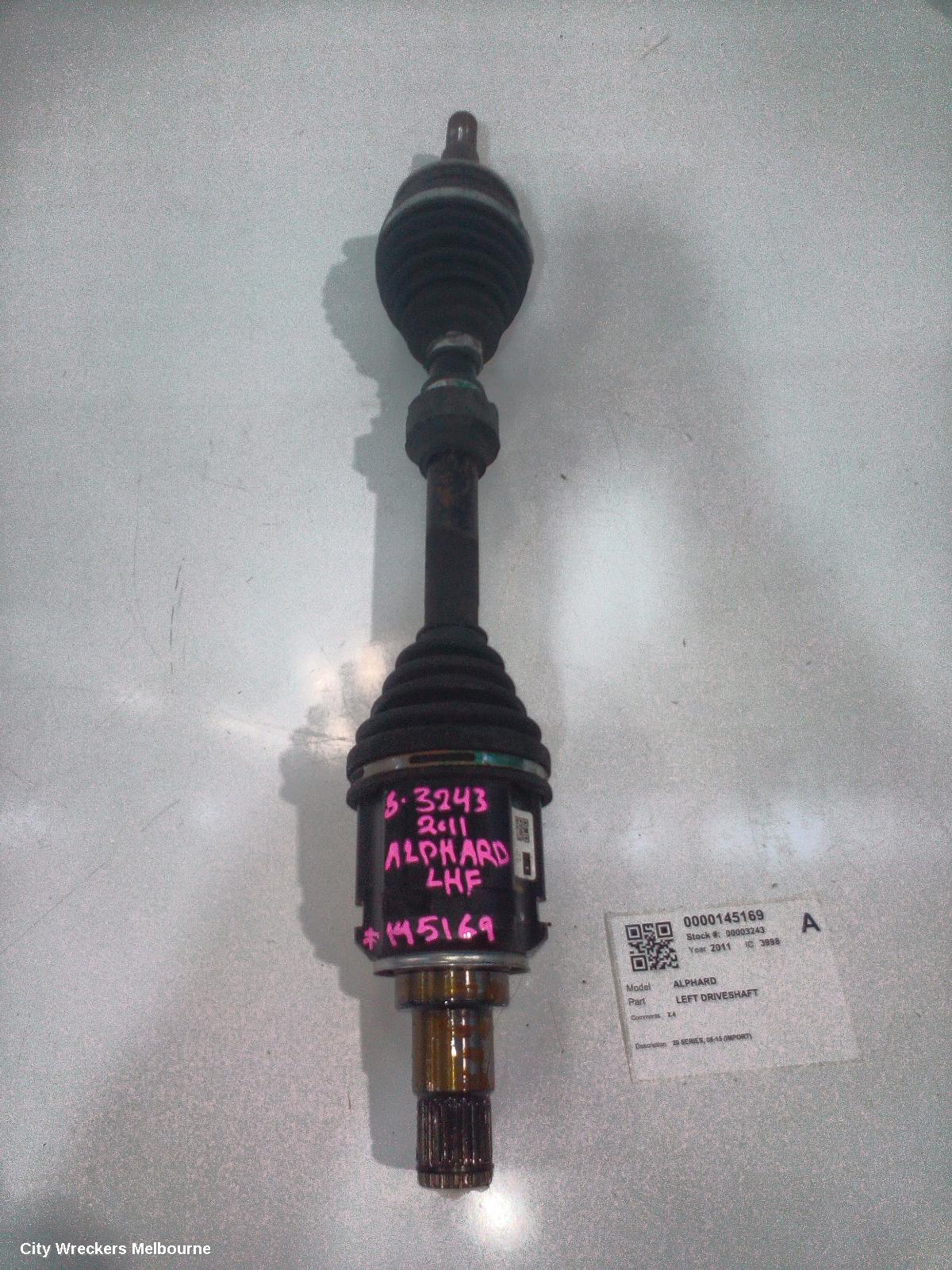 TOYOTA ALPHARD LEFT DRIVESHAFT, 20 SERIES, 08-15 (IMPORT) - Image 2