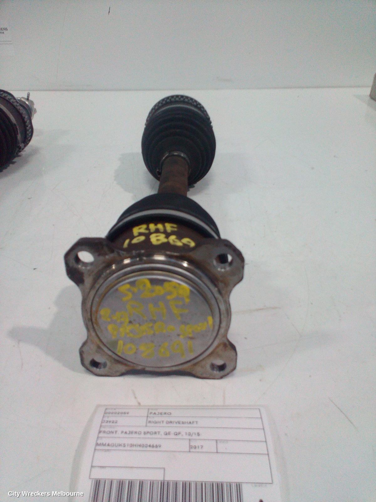 MITSUBISHI PAJERO RIGHT DRIVESHAFT, FRONT, PAJERO SPORT, QE-QF, 10/2015 ONWARDS - Image 1