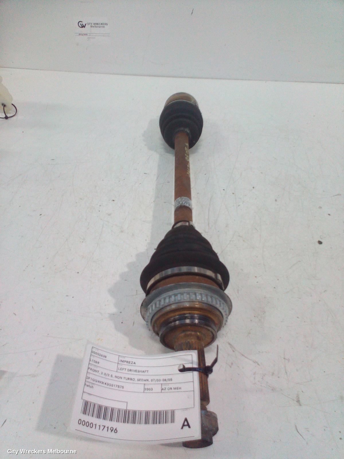 SUBARU IMPREZA LEFT DRIVESHAFT, FRONT, 2.0/2.5, NON TURBO, SEDAN, 07/2003 - 08/2005 - Image 2