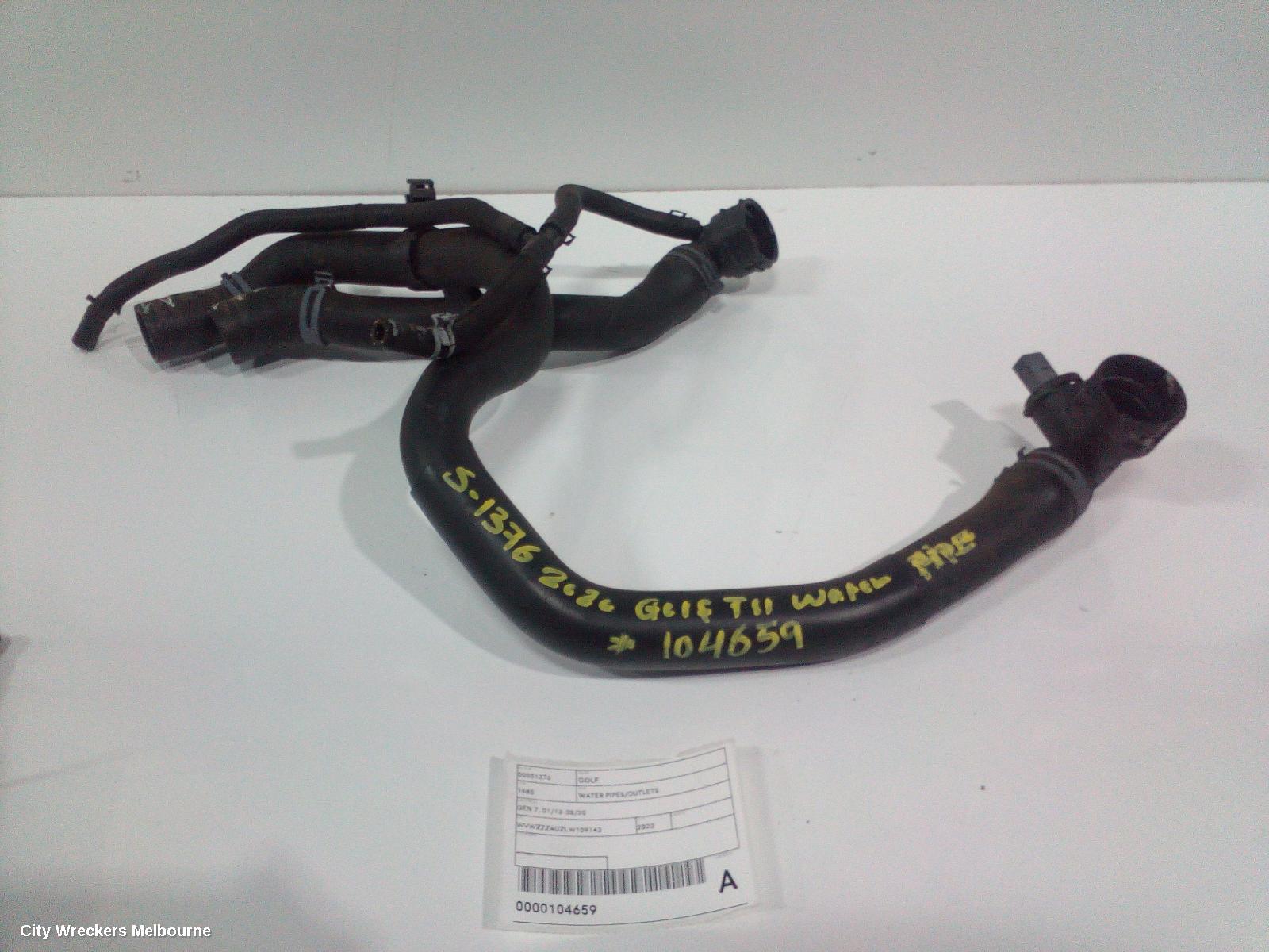 VOLKSWAGEN GOLF WATER PIPES/OUTLETS, GEN 7, 11/2012 - 08/2020 - Image 1
