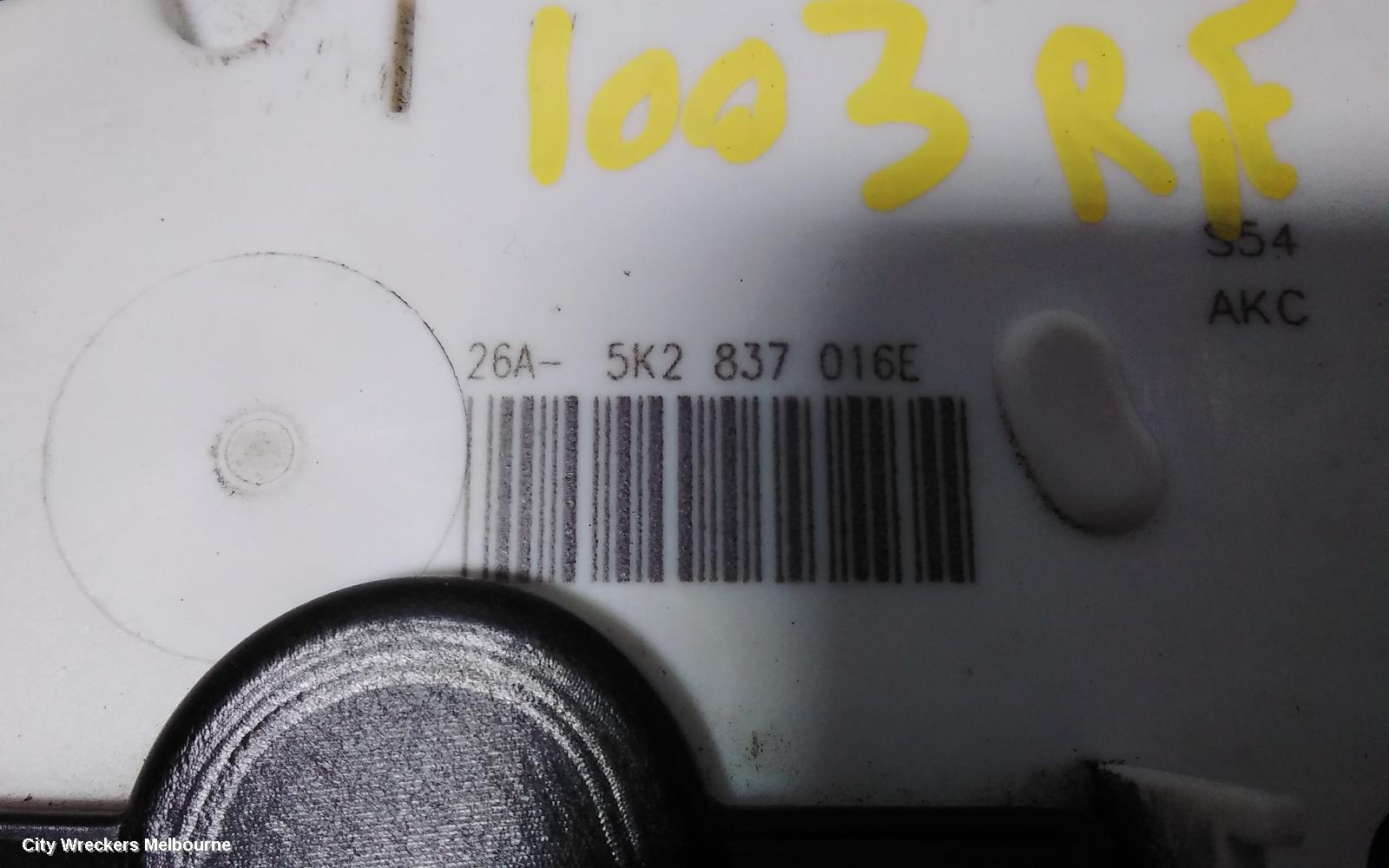 VOLKSWAGEN POLO DOOR/BOOT/GATE LOCK, RIGHT FRONT DOOR LOCK, 6R, P/N 5K2837016E, 05/2010 - 09/2017 - Image 3