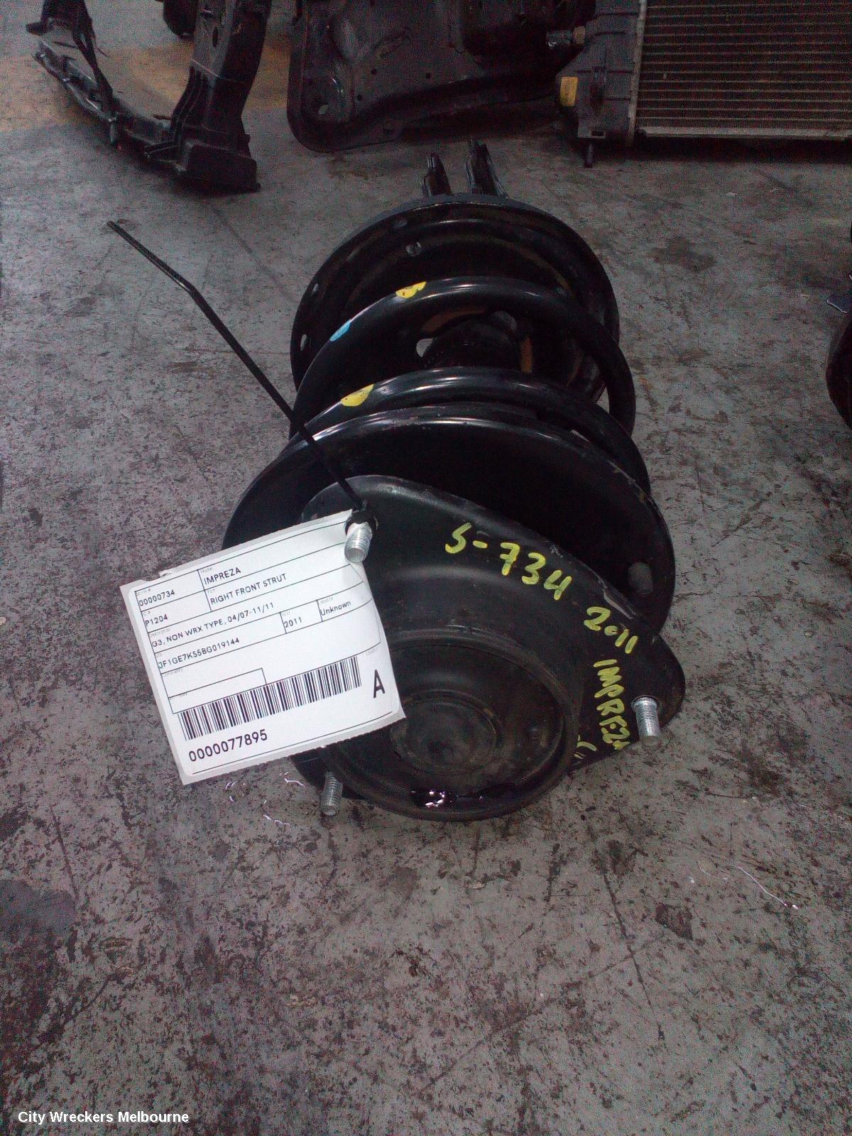 SUBARU IMPREZA RIGHT FRONT STRUT, G3, NON WRX TYPE, 04/2007 - 11/2011 - Image 1