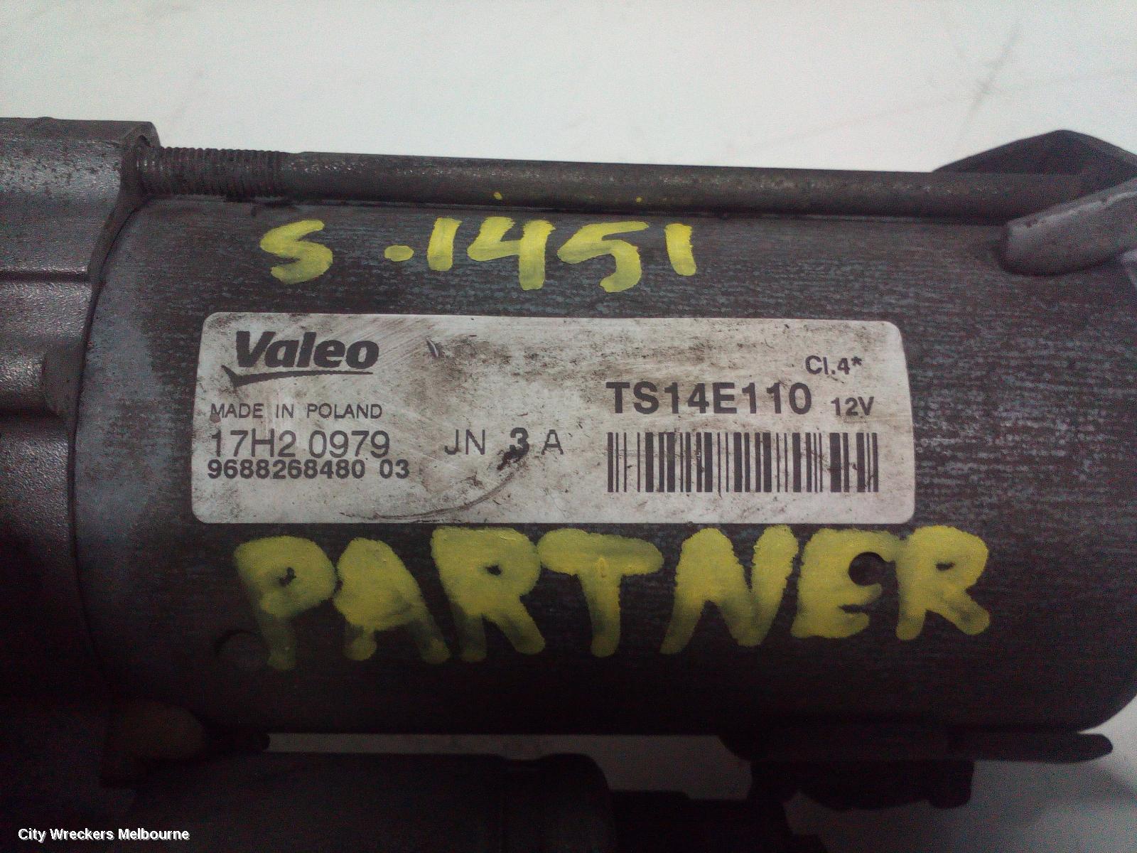 PEUGEOT PARTNER STARTER, DIESEL, 1.6, 09/2008 - 01/2015 - Image 1