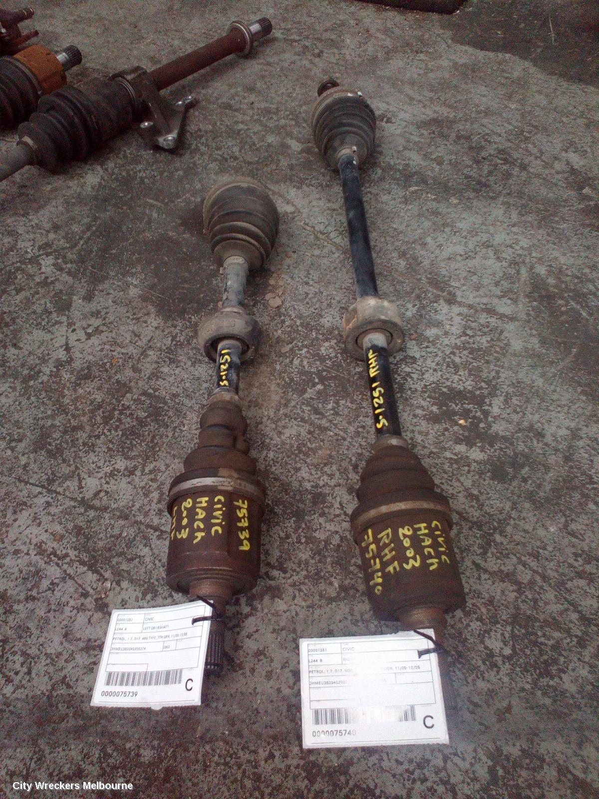 HONDA CIVIC LEFT DRIVESHAFT, PETROL, 1.7, D17, ABS TYPE, 7TH GEN, 11/2000 - 12/2005 - Image 2
