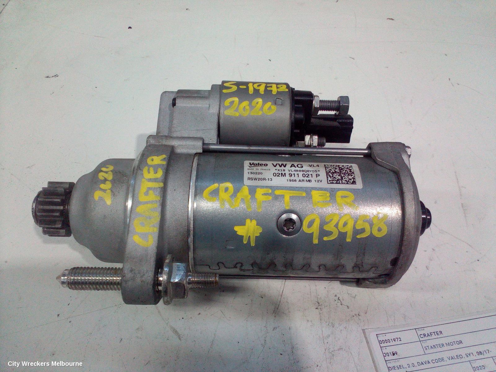 VOLKSWAGEN CRAFTER STARTER, DIESEL, 2.0, DAVA CODE, VALEO, SY1, 08/2017 ONWARDS - Image 3