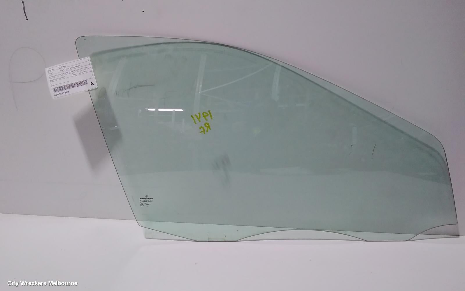 MERCEDES C CLASS RIGHT FRONT DOOR WINDOW, W203/S203, SEDAN/WAGON (CLAMP TO REG TYPE), 11/2000 - 06/2007 - Image 1