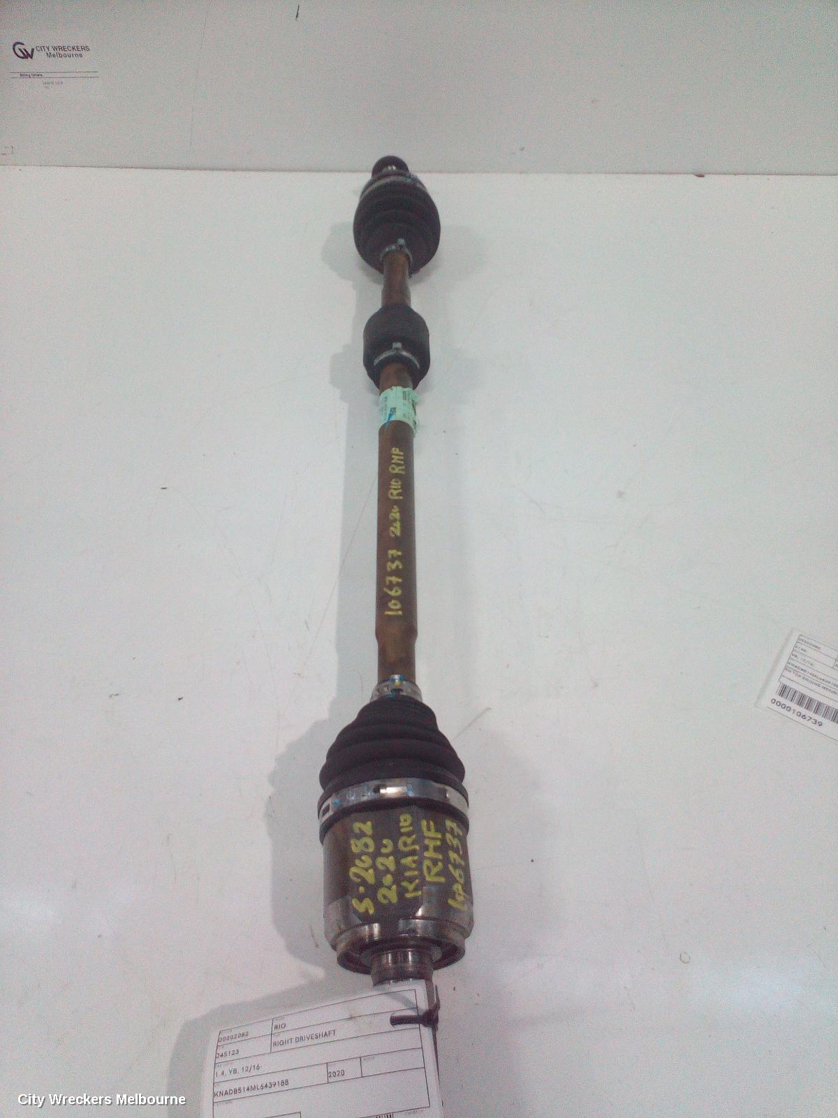 KIA RIO RIGHT DRIVESHAFT, 1.4, YB, 12/2016 ONWARDS - Image 2