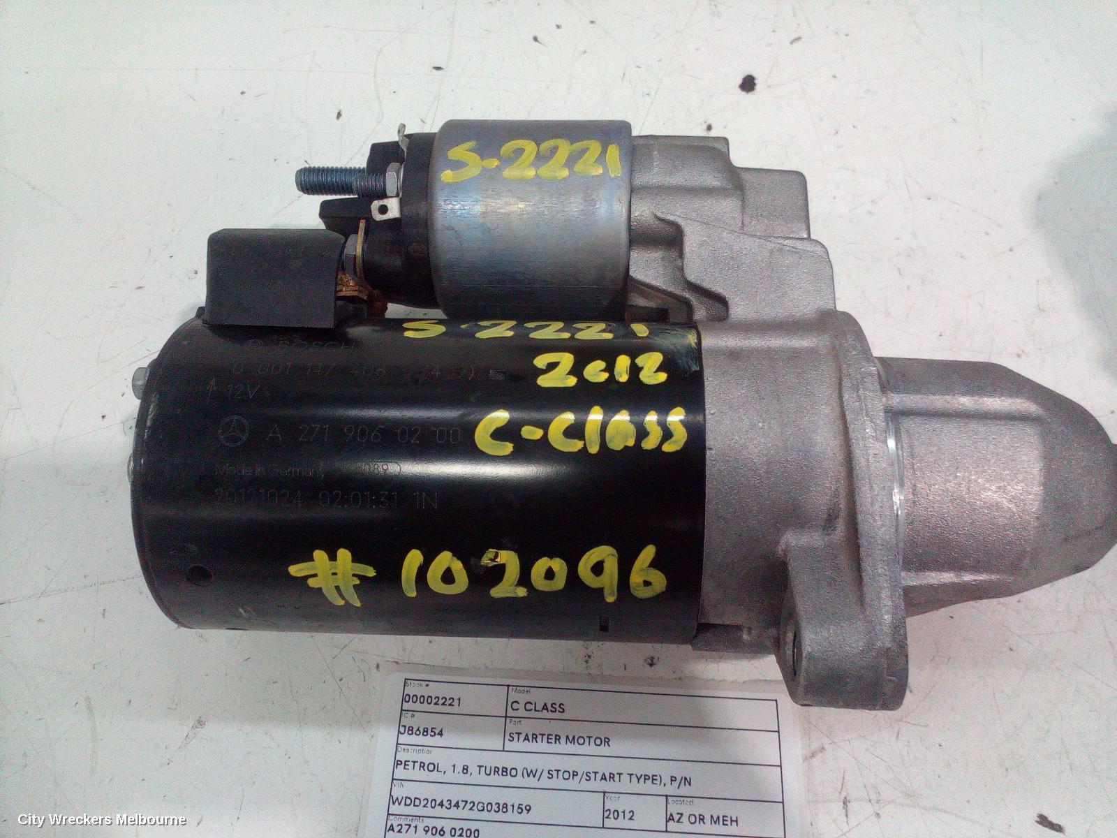MERCEDES C CLASS STARTER, PETROL, 1.8, TURBO (W/ STOP/START TYPE), P/N A2719060200, W204/C204, 01/2010 - 01/2015 - Image 2