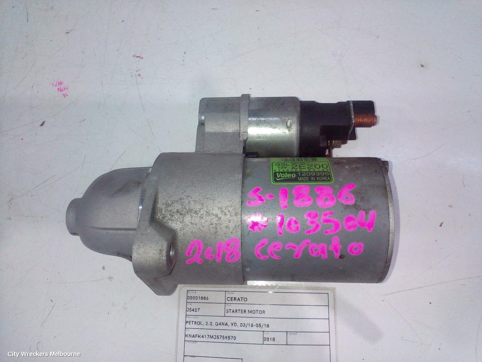 KIA CERATO STARTER, PETROL, 2.0, G4NA, YD, 03/2016 - 05/2018 - Image 2