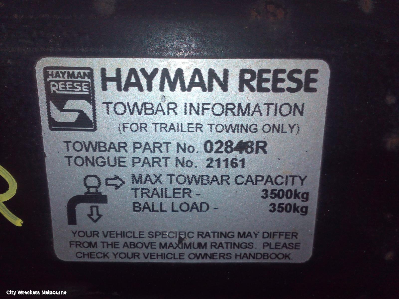 FORD RANGER TOWBAR, PX, UTE BACK TYPE, 2WD HI-RIDE/4WD, NON XLT/WILDTRAK, 06/2011 - 06/2015 - Image 2