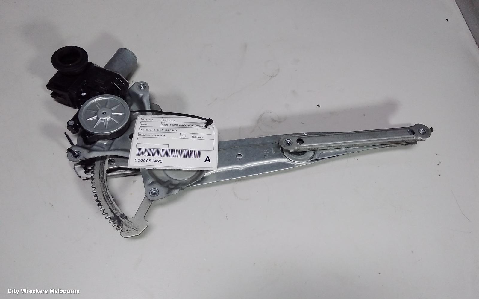 TOYOTA COROLLA RIGHT FRONT WINDOW REG/MOTOR, ZRE182R, HATCH, 01/2014 - 06/2018 - Image 1